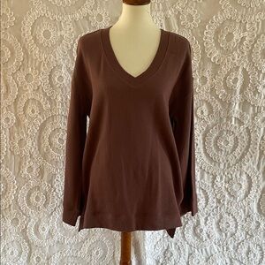 Z Supply Espresso Sweatshirt V-neck slits on sides oversized